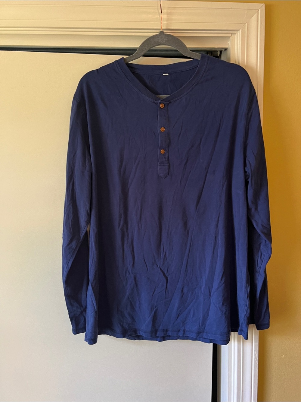 Navy Long Sleeve Henley Top XL